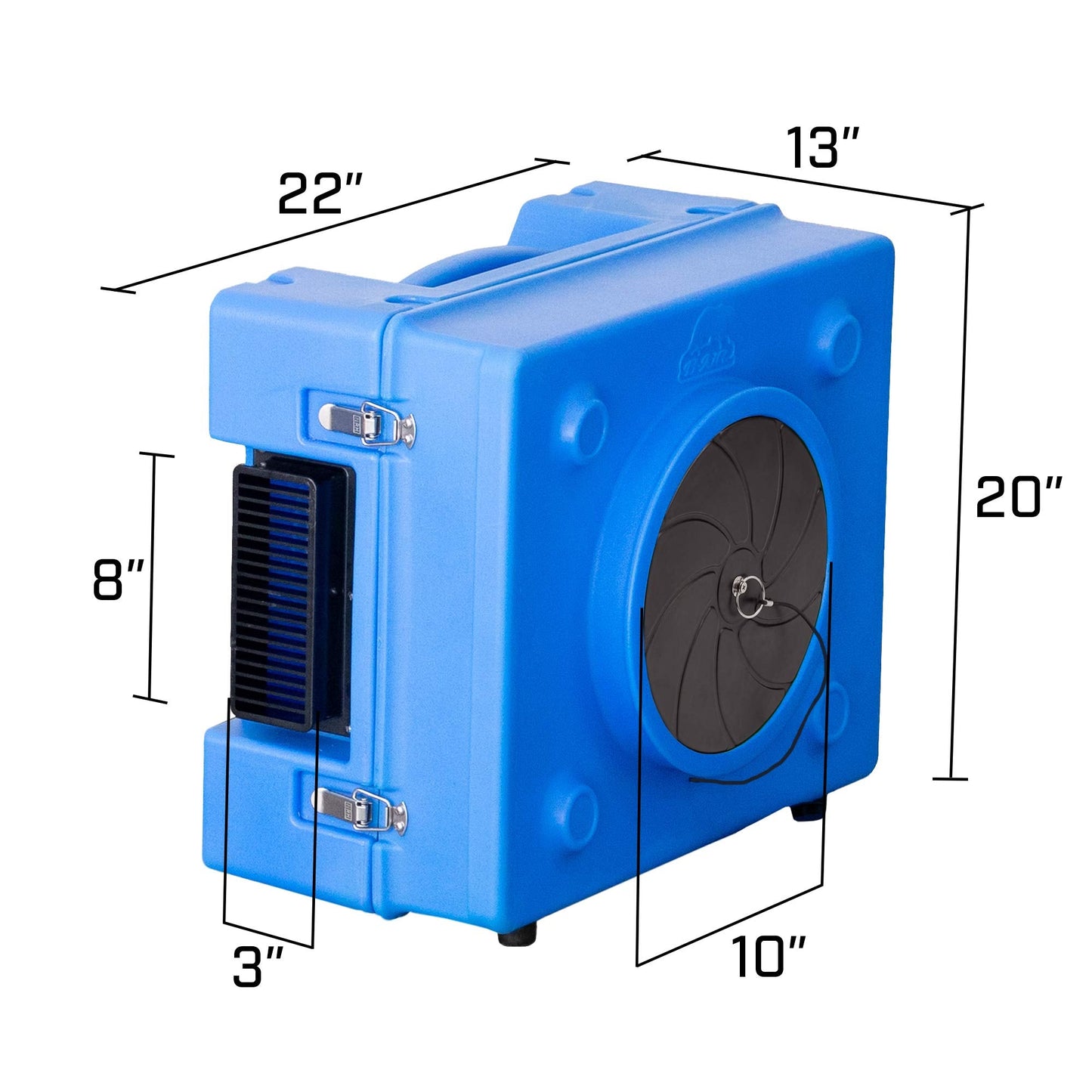 B-Air RA-650 HEPA Air Scrubber Commercial Industrial Grade Air Purifier Negative Air Machine for Water Damage Restoration, Blue