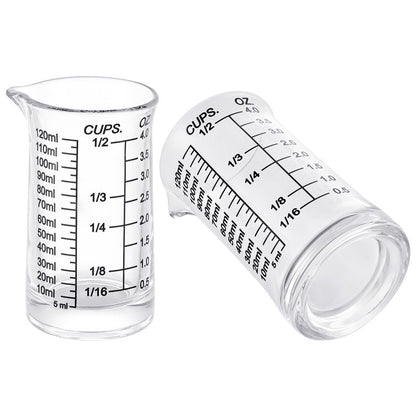 Ackers 4oz Glass Measuring Cup – Shot Glass with Ounce,Ml,Cups Markings for Kitchen & Bar(Red Line)