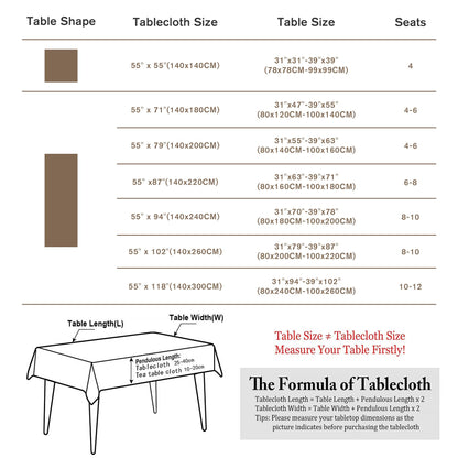 Pahajim Camping Tablecloth Kitchen Table Cloth Rectangle Table Cover for Farmhouse Tablecloths with Tassels Christmas (Double Stripe Coffee, Square,55 x 55 Inch,4 Seats)