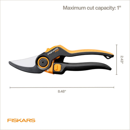 Fiskars DualAction Pruner – Hand Pruner with Two Cutting Modes, Bypass Garden Pruner for Stems and Branches up to 1", Low-Friction Steel Blade, FiberComp Frame