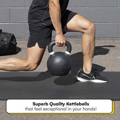 Kettlebell Kings Powder Coated Kettlebell Weights 5-90 LB | Workout Gym Equipment & Strength training sets for Women & Men | Durable Coating for Grip Strength, Rust Prevention