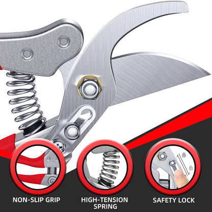 DECERK Professional Bypass Pruning Shears, Ultra Sharp Garden Scissors & Clippers, Effortless 3/4" Branch Clippers