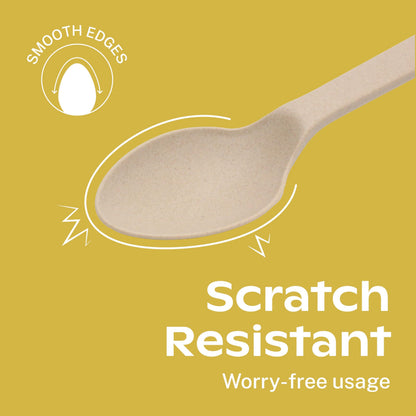 CORAL Light Brown 100% Compostable Spoons & Forks Set - 220 Pieces - No Plastic Utensil 110 Forks, 110 Soup Spoons - Break Resistant with Smooth Edges, Ocean Friendly Alternative to Plastic Silverware