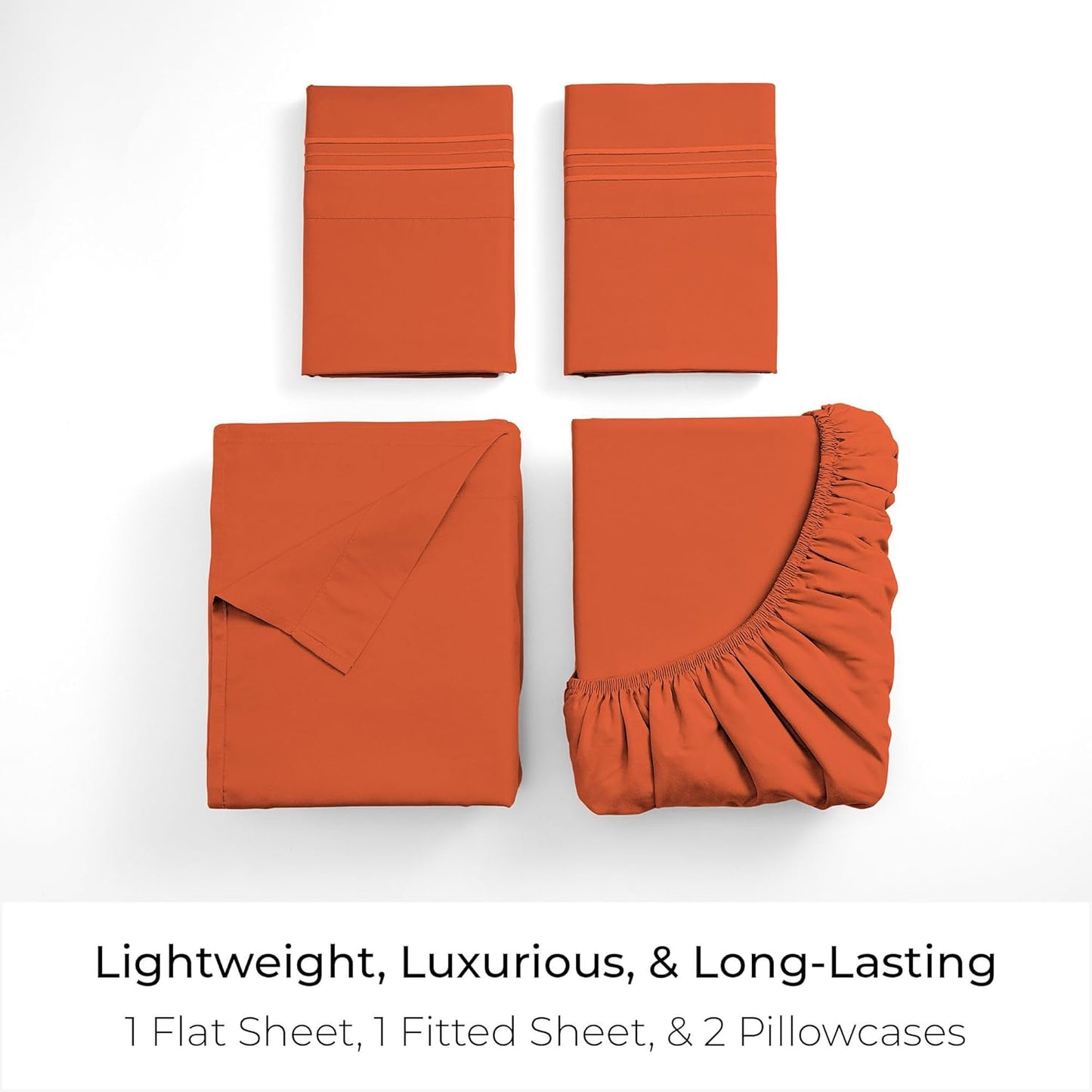 Mellanni California King Sheets Set - 4 PC Hotel Luxury Bedding | Extra Soft, Cooling, Wrinkle-Resistant (Cal King, Poppy Orange)
