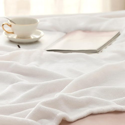 Bedsure GentleSoft Fleece Bed Blanket - Cozy Plush Microfiber Full Size White, 84x90 Inches