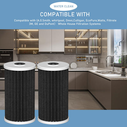 4.5"x10" 5 Micron Carbon Sediment Water Filter Replacement Cartridge Compatible with AO Smith, Whirlpool, Omni, Culligan Whole House Filtration Systems - AO-WH-PREL-RCP, 2 Pack
