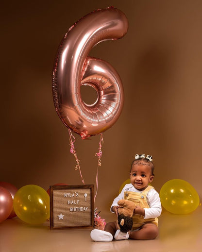 Rose Gold 7 Balloon, Number Balloons 40 Inch, 7th Birthday Decorations for Girls Boys Kids, Party Decoration for Women Men, Number 7 Balloon