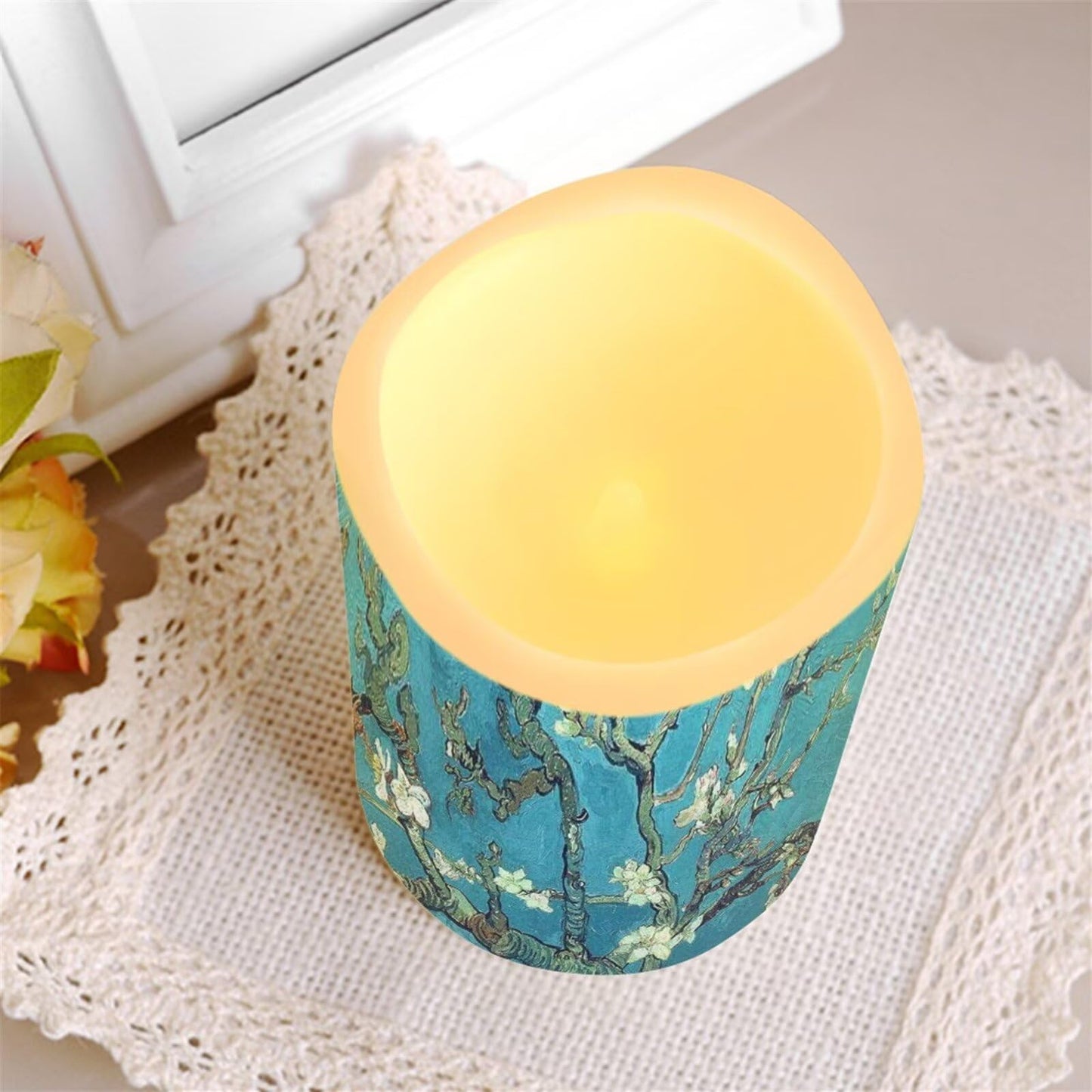 Ystardream Van Gogh Starry Night Flameless Candles Plastic Moving Flickering LED Candles with Remote Color Changing & Timer,4 Packs