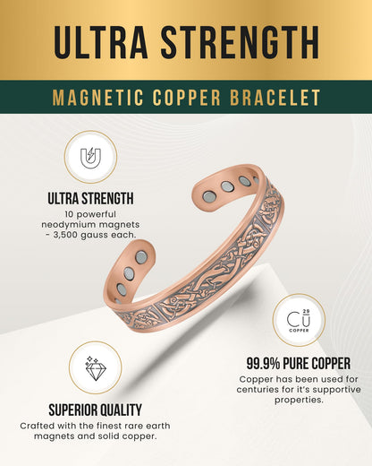 MagnetRX® Magnetic Copper Bracelets for Men – Effective 99.9% Pure Copper Bracelet for Men – Adjustable Copper Magnetic Bracelets (Viking)
