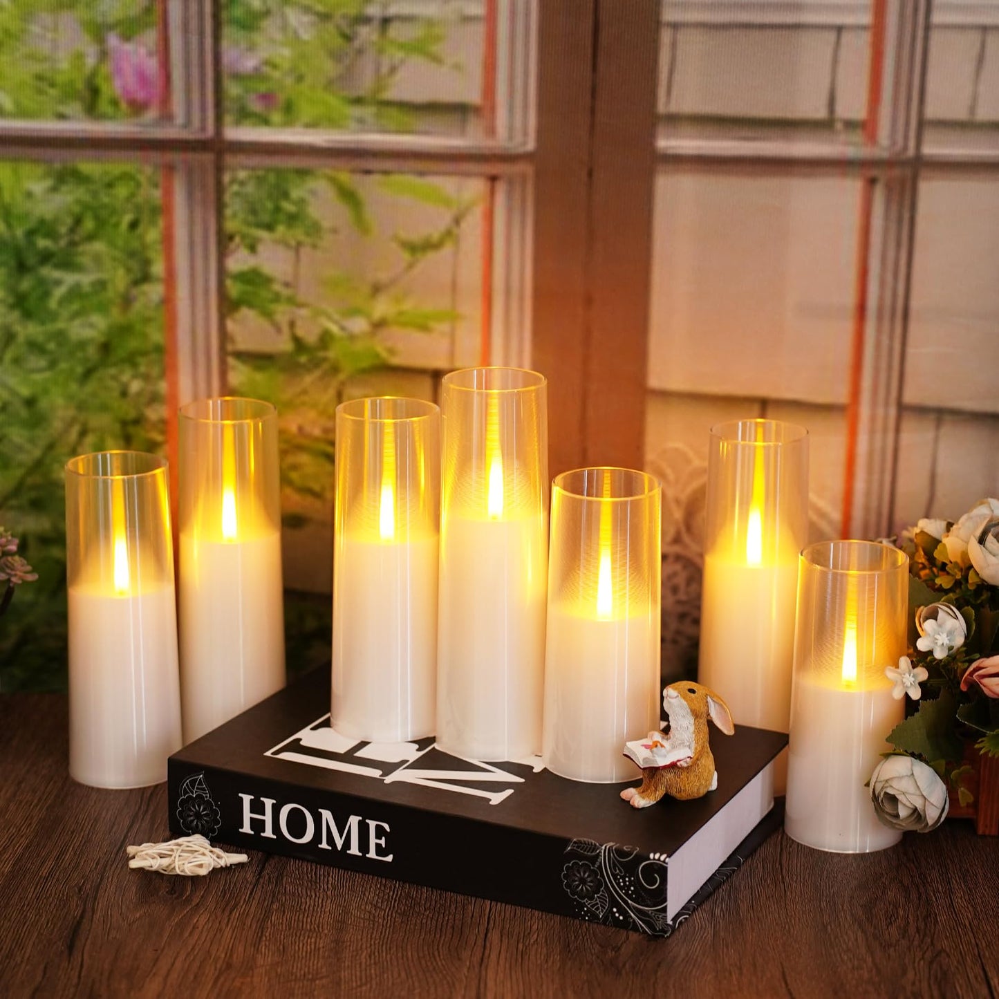 kakoya Flameless LED Candles Upgraded Realistic Flickering Flame,7Pcs Battery Operated Candles with Remote Timers,LED Pillar Candles for Home Decor,Christmas,and Parties（White）