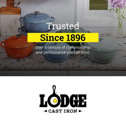 Lodge Essential Enamel Cast Iron Dutch Oven - Perfect for Bread Baking, Braising, Marinating & Slow Cooking - Features Moisture-Sealing Lid & Dual Handles - Kitchen Essentials - 6 Quarts - Pumpkin