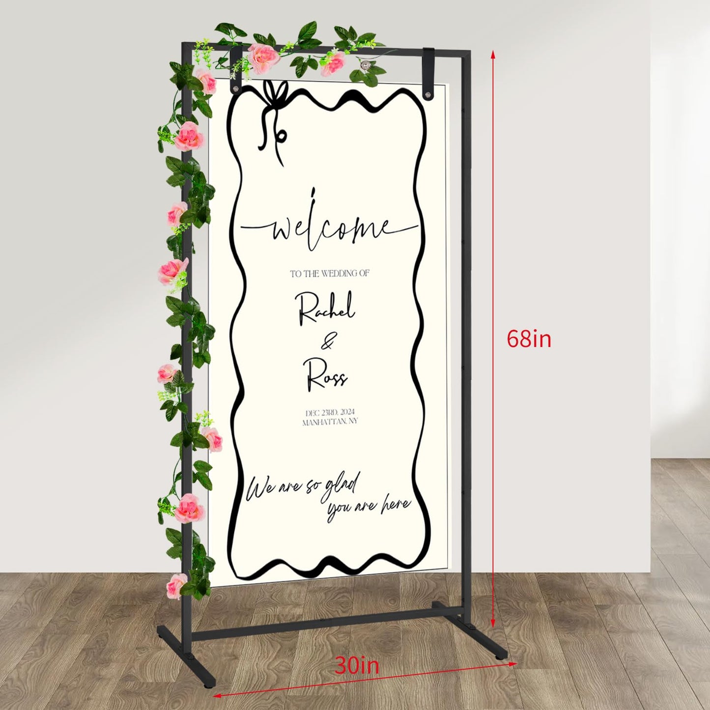 Gawicpy Wedding Sign Stand -3 Colors, Adjustable Gold Sign Stand | Fabric Display, Wedding Welcome Sign Stand, Indoor/Outdoor Display Stand (Black)