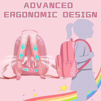 I IHAYNER Glitter Kids Backpack for School Travel & Daycare, Cute Pink Backpack with Initial, Lightweight Preschool Elementary Backpack for Girls, Personalized Gifts for Toddler & Little Girls