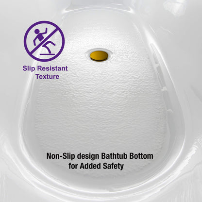 WOODBRIDGE 67" Acrylic Freestanding Bathtub Contemporary Soaking White Tub with Brushed Gold Overflow and Drain，B0013-BG