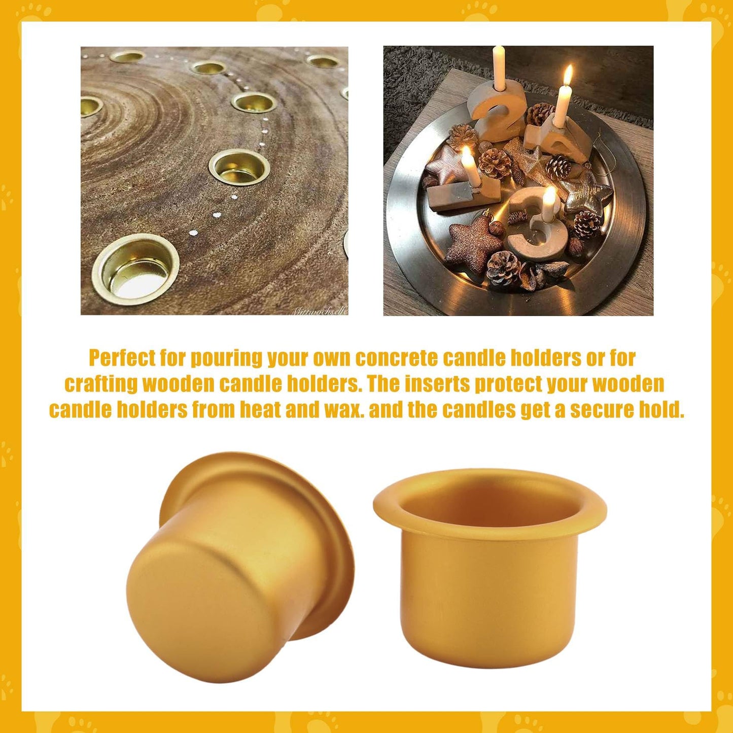 ALOEU 20 Pcs Metal Candle Inserts for Taper Candles, Decorative Candle Holders, DIY Candle Holder Set for Tree, Table, Craft or Decoration