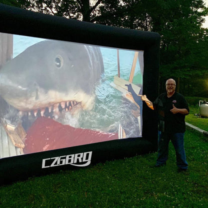 Inflatable Projector Screen - Outdoor Movie Screen Blow Up for Movie Parties Backyard Outside with Air Blower and Carry Bag, Front and Rear Projection (16FT with Blower)