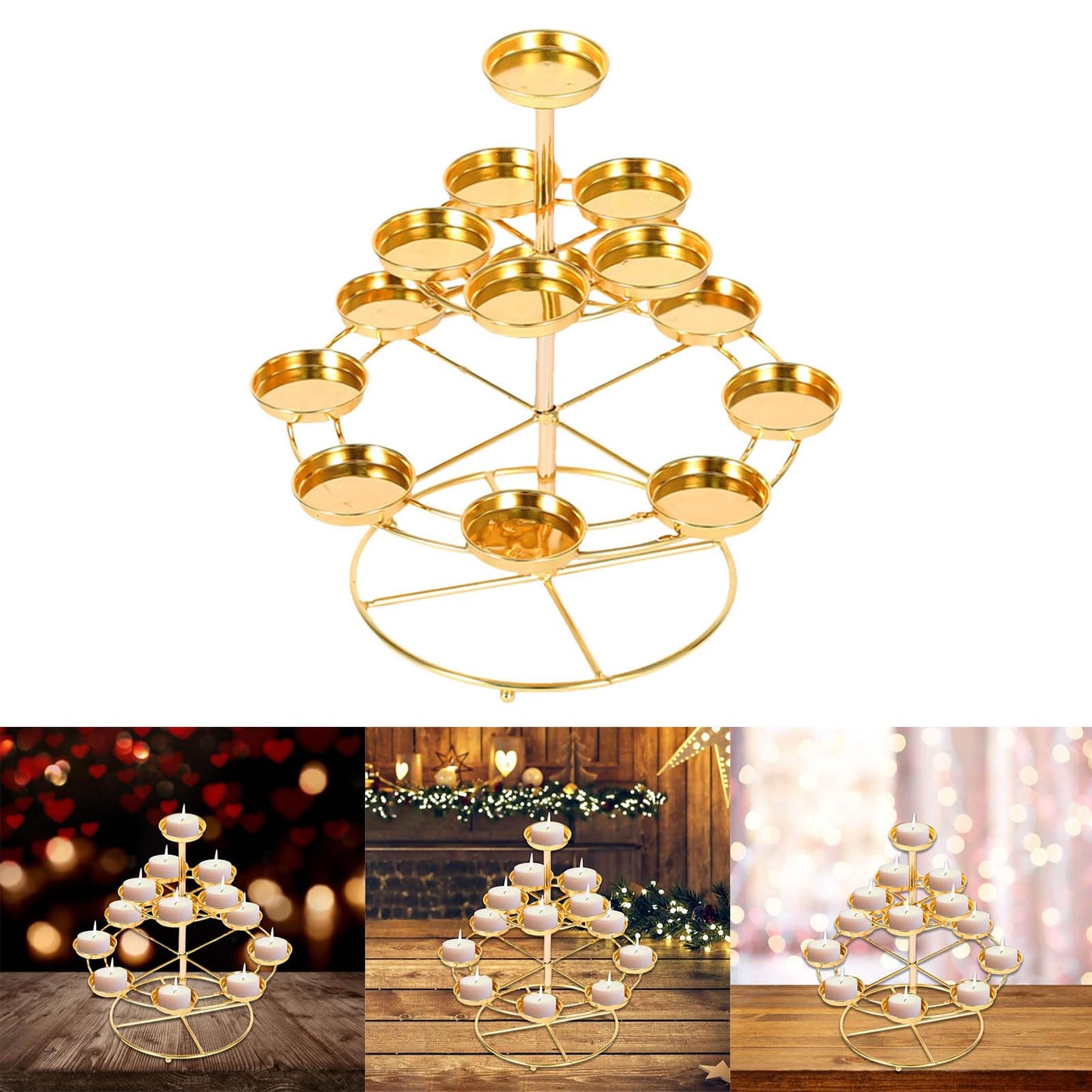 MIXIKE 1PC 3 Layer 14 Lamp Home Table Centerpieces Butter Lamp Desk Ornament Candle Holder Butter Lamp Candle Holder