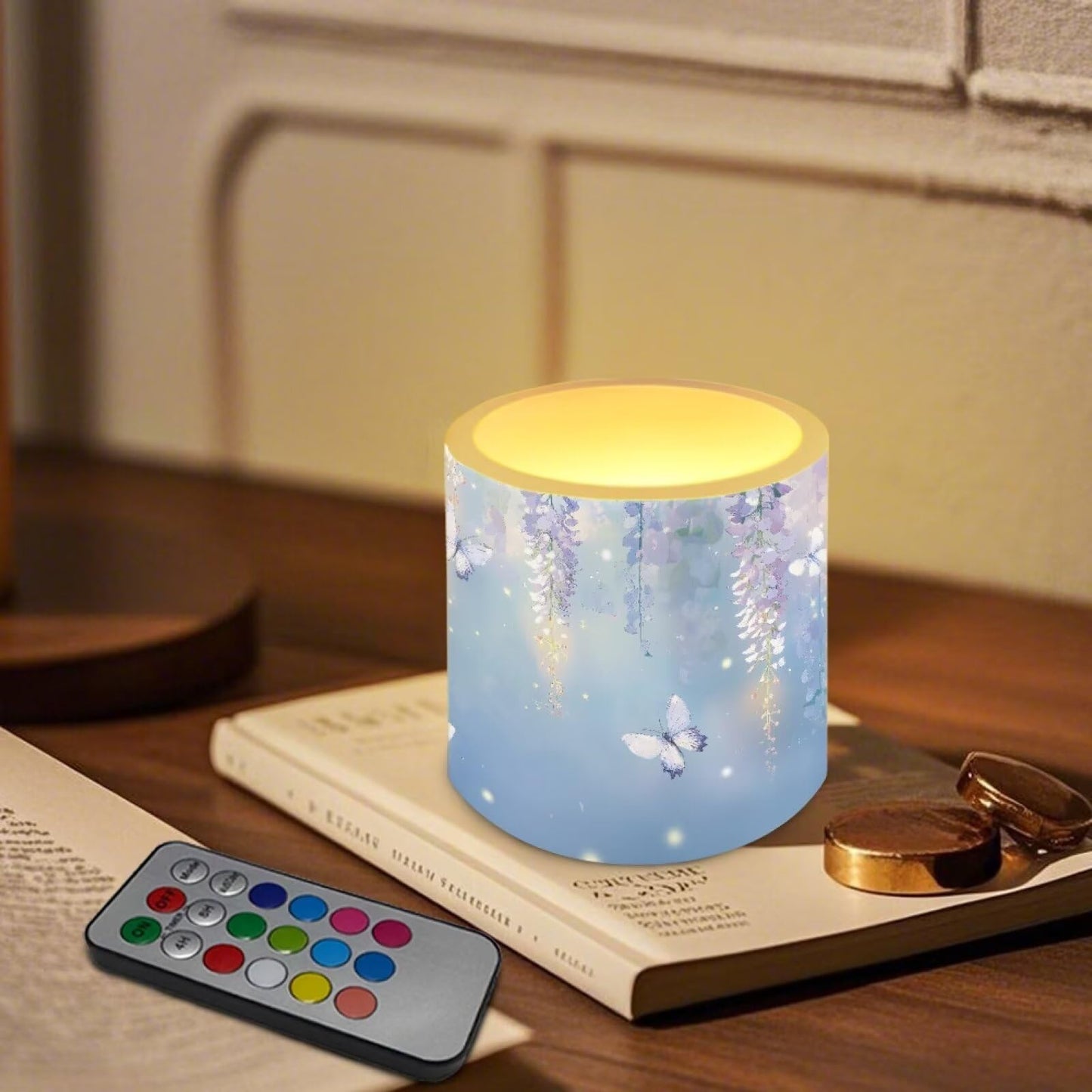 Cozeyat Blue Garden Safe Alternative Candles Set of 4 Battery Powered Flameless LED with Remote Timer Waterproof Flickering for Indoor Outdoor Beach Decor