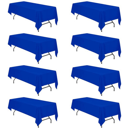 BRILLMAX 8 Pack Royal Blue Tablecloths 60 x 126 Inch for 8ft Rectangle Tables - 150 GSM Polyester Fabric, 15" Standard Drop, Water, Stain & Wrinkle Resistant Cloth Cover for Wedding Dining Buffet