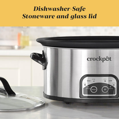 Crock-Pot Large 8-Quart Programmable Slow Cooker with Auto Warm Setting Black Stainless Steel