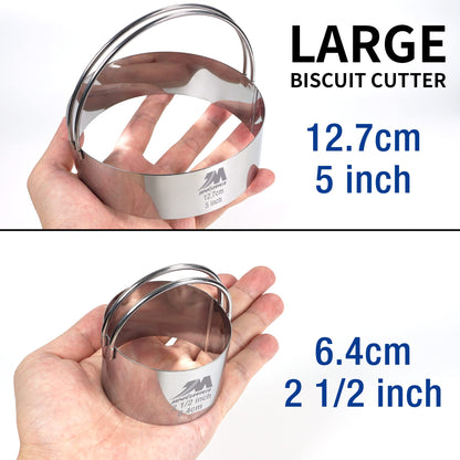M JINGMEI Biscuit Cutter Set for baking 2inch 2.5inch 3inch 3.5inch 4inch 5inch large size Round Cookies Cutter with Handle Professional Baking Dough Tools 6pcs set