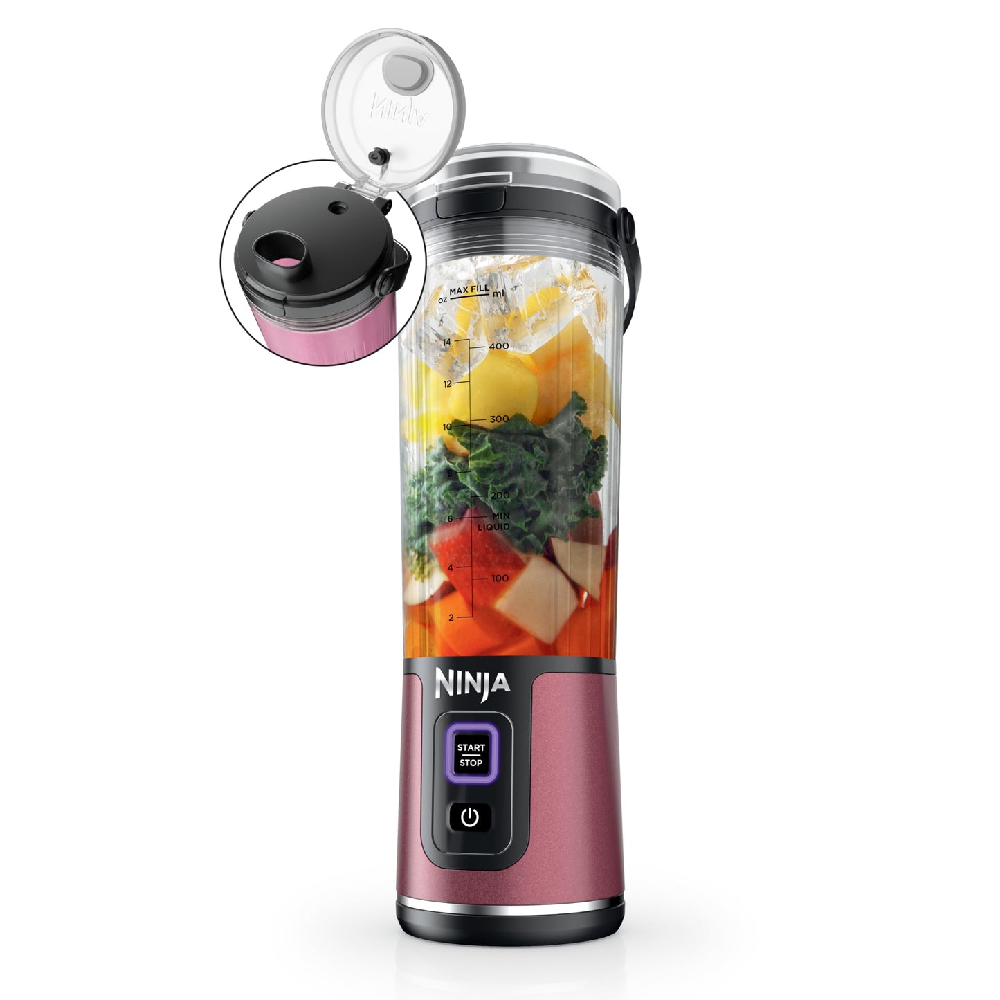 Ninja BC151BK Blast Portable Blender, Cordless, 18oz. Vessel, Personal Blender-for Shakes & Smoothies, BPA Free, Leakproof-Lid & Sip Spout, USB-C Rechargeable, Dishwasher Safe Parts, Black