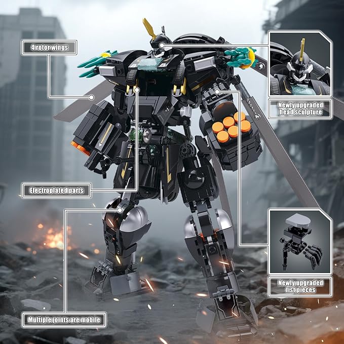 HIGH GODO Armed Mech Robot Transforming Building Blocks Set for AdultsCity Warrior Justice Hero Soldier Mech Model Building Kit Cool Creative Robots Toys Gift for Teens 545 Pieces