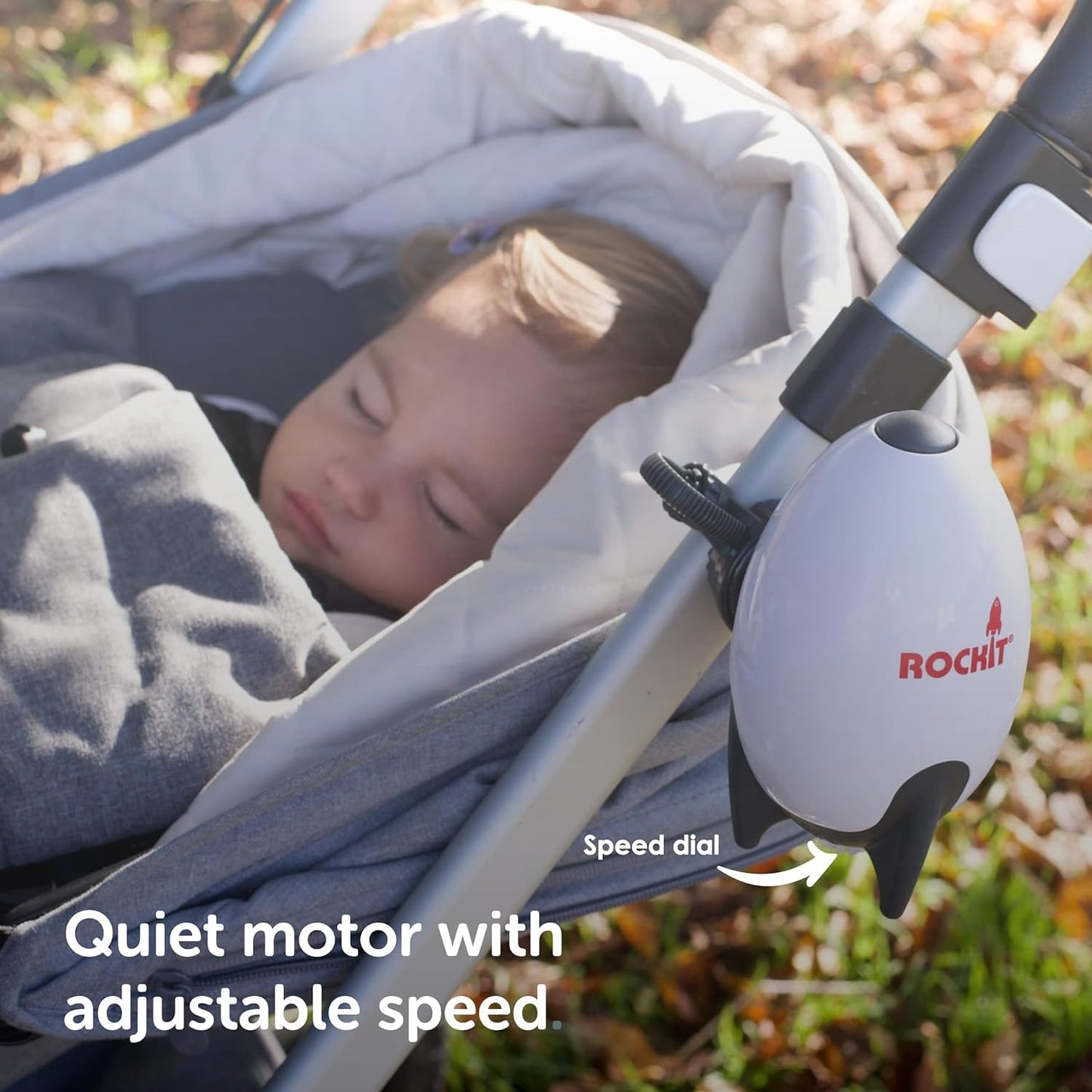 Rockit Baby Rocker USB Rechargeable - Hands-Free Portable Rocker Sleep Aid Soother Gently Rocks Stroller or Buggy - Adjustable Speed 60-Min Timer - Fits Pushchairs & Prams Creates Automatic Bouncer