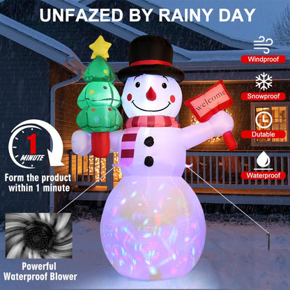 Skiennix 5Ft Christmas Inflatable Snowman - LED Lights for Outdoor Holiday Decor | Winter Yard Decoration