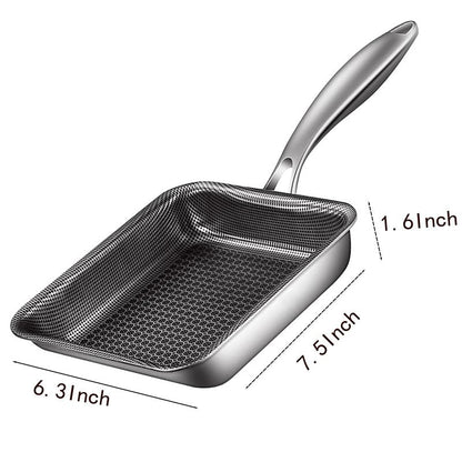 Toutrop 316 Stainless Steel Omelette Pan, Egg Pan Skillet, Square Cooking Pans Nonstick for Making Omelets, PFOA-Free