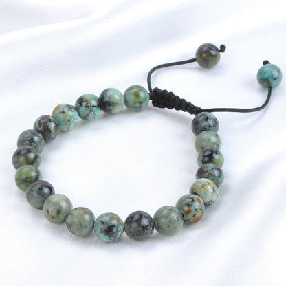MASSIVE BEADS African Turquoise Bracelet, Wrist Mala Beads, Healing Crystals, Chakra Jewelry, New Beginnings - Emotional Balance - Personal Growth (African Turquoise, 8mm)