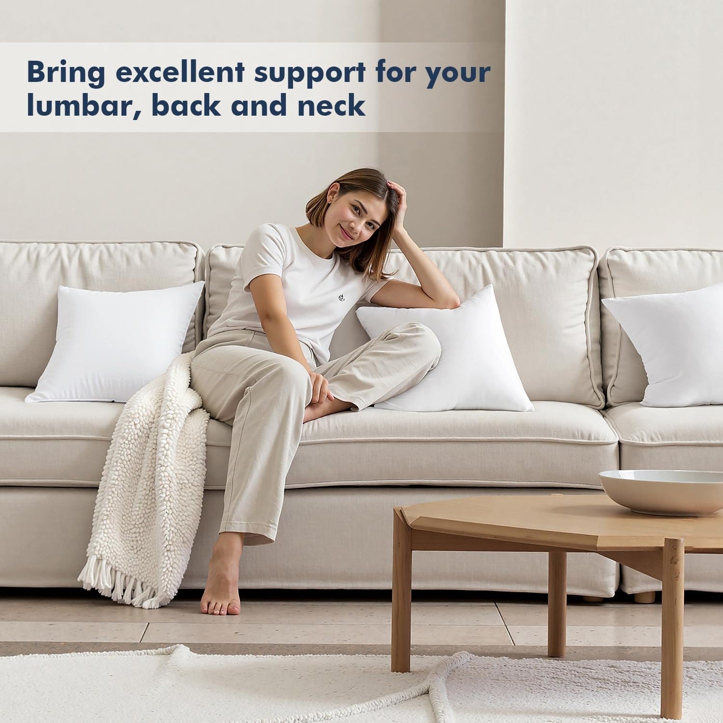 MIULEE Throw Pillow Inserts - Pack of 4, 16x16 Inch, 100% Virgin Fiber Filling for Bed & Couch