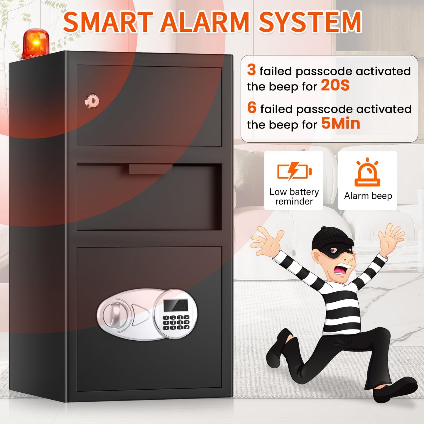 5.6 Cuft Large Depository Drop Safe for Business, Anti-Theft Safe Box with Quick Place Drop Slot, Digital Keypad and Spare Key, Heavy Duty Drop Safes for Business Retail Mail Church Home