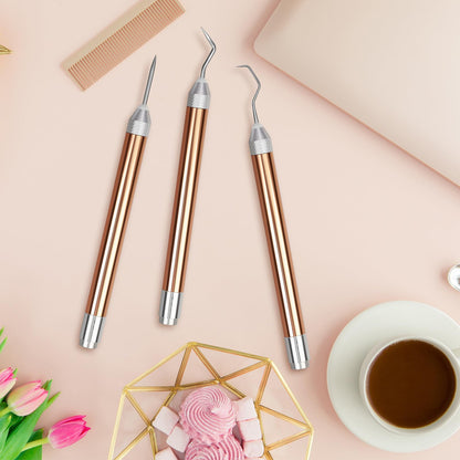 3PCS LED Weeding Tools for Vinyl with Light with Pin and Hook Lighted Pin Pen Weeding Tool for Removing Iron on Tiny Vinyl Paper Silhouette Cutting Machines Supply (Rose Gold) (3PCS-Rose Gold)