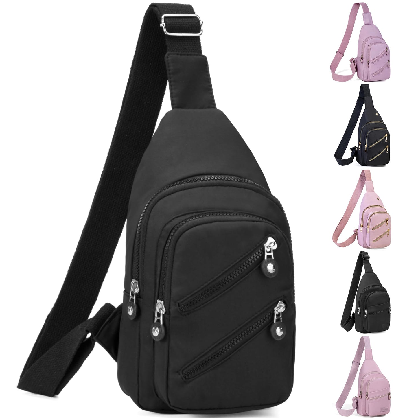 Small Sling Backpack Crossbody Sling Bag for Women, Chest Bag Daypack Fanny Pack Cross Body Bag for Outdoors Hiking Traveling - Black