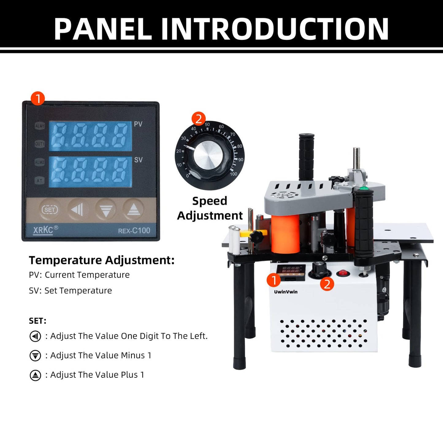 UwinVwin Edge Bander – Portable Edge Banding Machine, Straight & Curve Line, Double-Sided Glue Coating, Adjustable Speed, 110V, Durable & Efficient for Professional Edge Banding