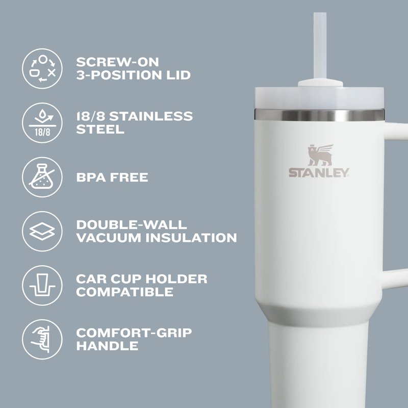 STANLEY Quencher H2.0 Tumbler with Handle and Straw 30 oz | Flowstate 3-Position Lid | Cup Holder Compatible for Travel | Insulated Stainless Steel Cup | BPA-Free | Fuchsia