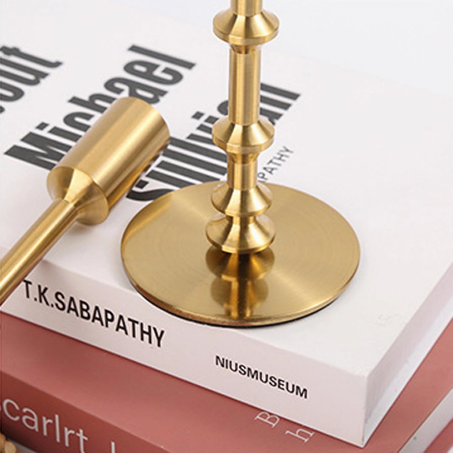 ALSOLIFE Gold Candle Holders,Modern Candle Stick Holders for Table Mantel Wedding Housewarming, Set of 3 Metal Brass Candlestick Holder