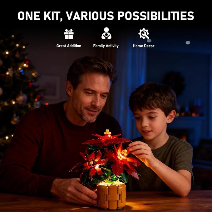 BRIKSMAX Light Kit for Lego Poinsettia -Innovative Led Lighting Compatible with Lego Icons 10370- Not Included Lego Set