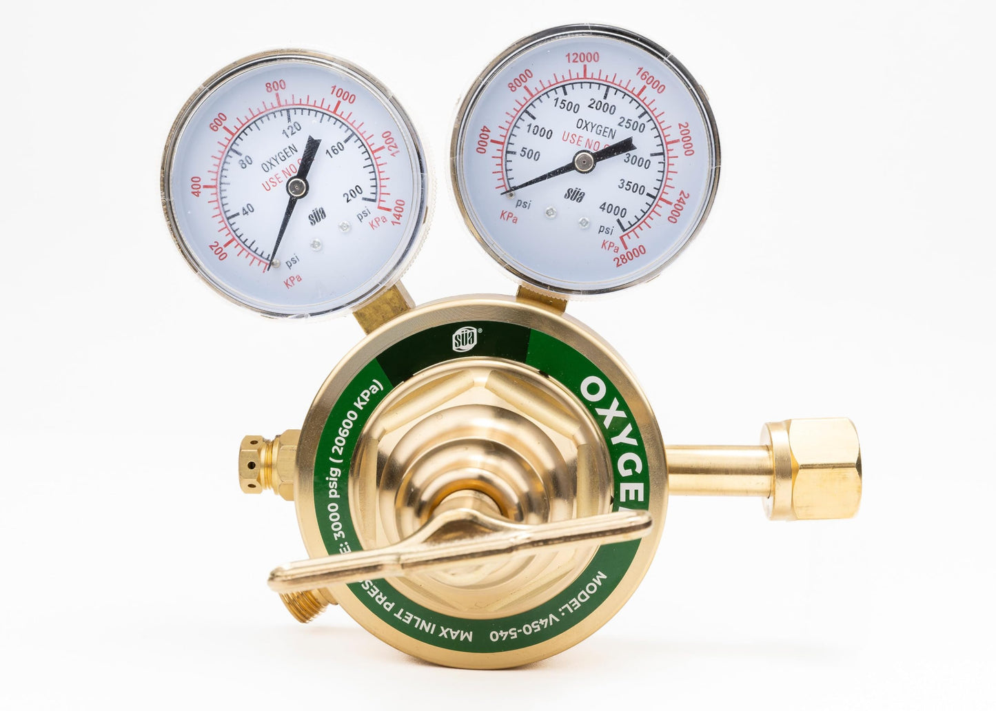 SÜA - Heavy-Duty Oxygen Regulator - Welding Gas Gauges - V450 Series, Delivery Range: 5-125 psig, Inlet Connection: CGA-540