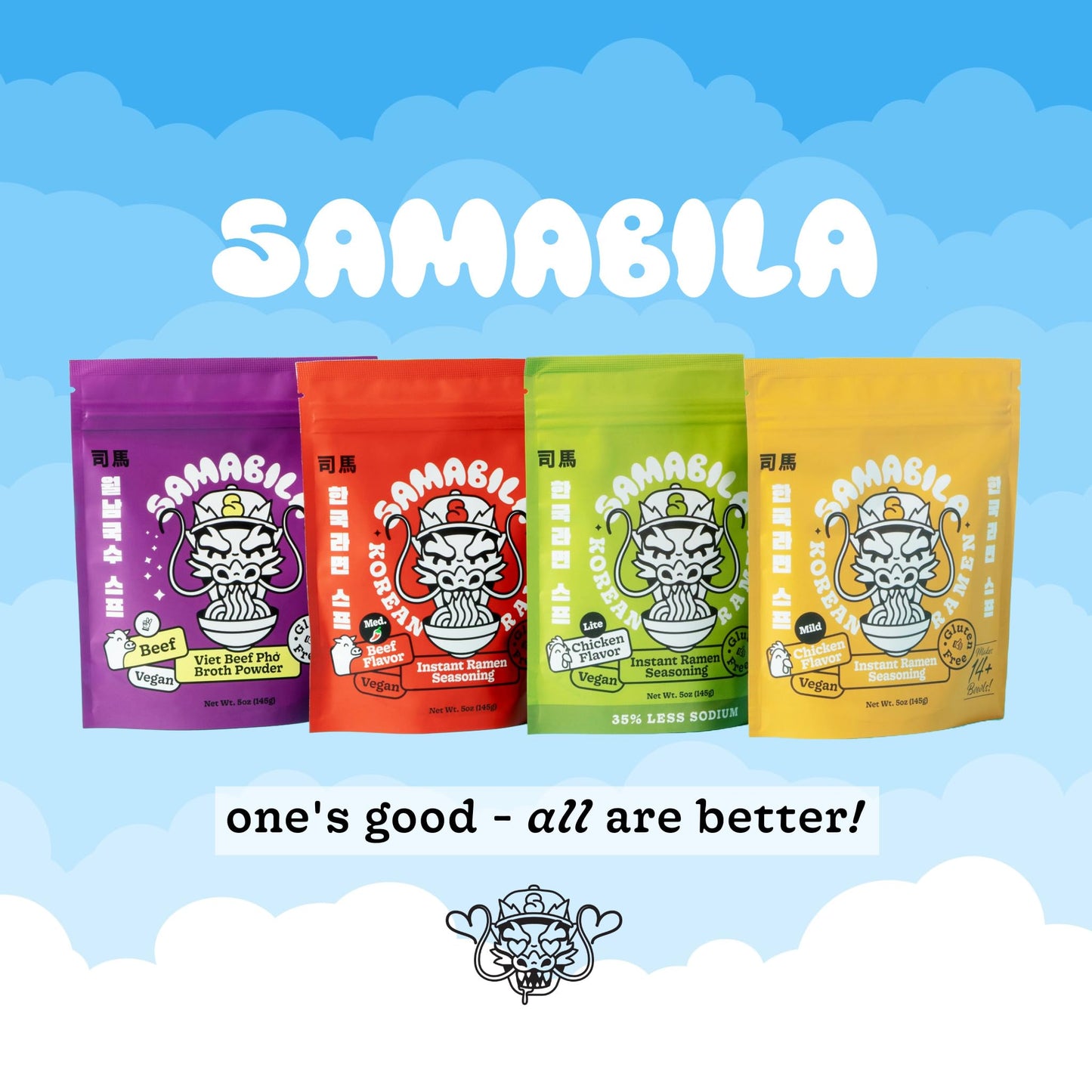 SAMABILA Chicken Instant Ramen Seasoning Powder - Gluten Free - Vegan - Mild - Premium Instant Noodle Soup Powder - 5 oz