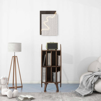 KHUTRW3D Record holder Modern Creativity Wooden Vinyl Record Storage Cabinet for Living Room Bedroom Lounge Vinyl stand(Walnut Colour)