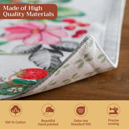 Maison d' Hermine Placemats Set of 4 100% Cotton Washable Cloth Place Mats Reusable Table Mats for Kitchen Dining Party Wedding Gifts for Mothers Day Spring/Summer (Printemps, 13" x 19")