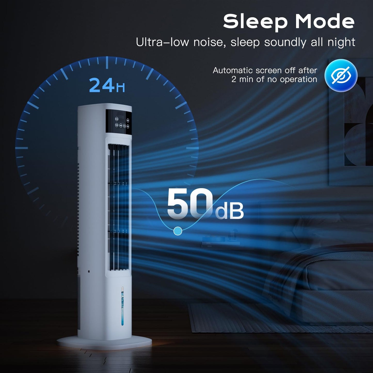 Evaporative Air Cooler, 3-in-1 Portable Air Conditioners for Room, 4 Modes 3 Speeds, Fast Cooling Portable AC Unit/24H Timer, Remote Oscillating Tower Fan, Quiet Swamp Cooler for Bedroom Office