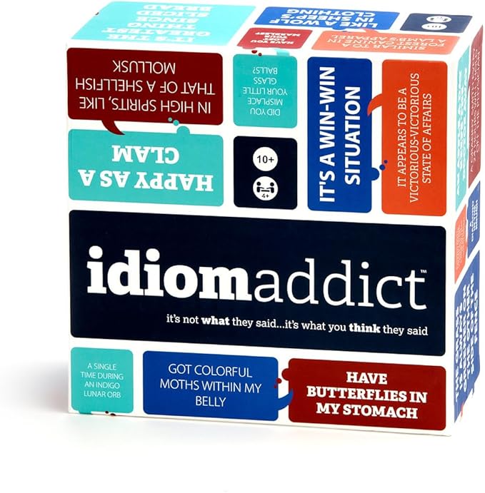 Idiom Addict Decipher The Gibberish Phrase 2400 Funny Brain Teasers Large Group Party Game for 4+ Players