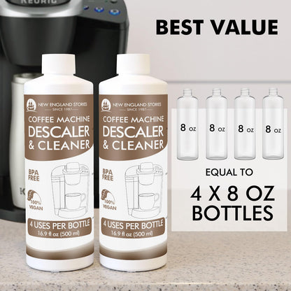8 Uses Descaling Solution Compatible with Keurig, Nespresso, Breville, Delonghi, Jura, Ninja - 33.8oz Coffee Machine Descaler, Espresso Coffee Maker Cleaner, Coffee Pot Limescale Remover