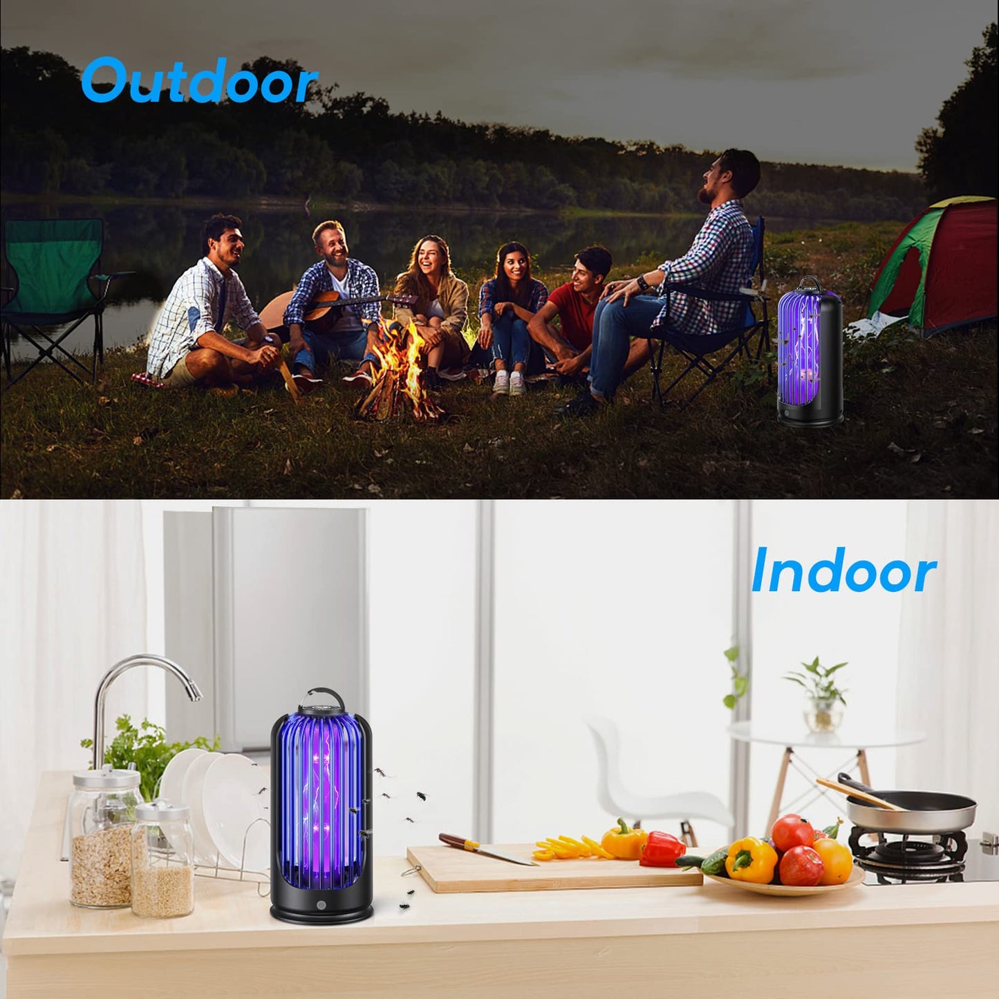 Bug Zapper for Indoor Outdoor, Rechargeable Mosquito Zapper with 3600V High Powered, Electric Pest Control Insect Fly Zapper Can Attract Gnats, Mosquitoes, Flies, Moths for Home, Patio