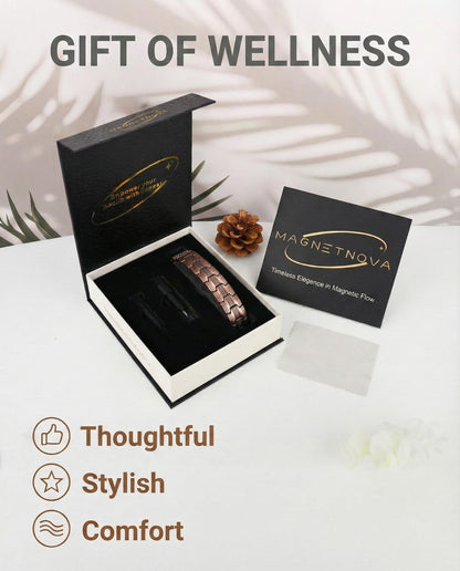 MagnetNova Ultra Strength Magnetic Bracelets for Men, 99.99% Pure Copper Bracelet with 5000 Gauss Magnets, Adjustable Size with Sizing Tool & Gift Box (Copper-15mm)