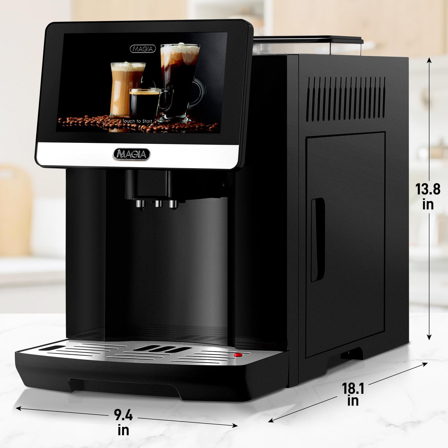 Zulay Magia Super Automatic Espresso Maker Machine with Grinder - 19 Fully Customizable Coffee Options, Auto Cleaning, Milk Foam System - for Latte, Cappuccino- Prime - Silver (13.8x18x9.4)