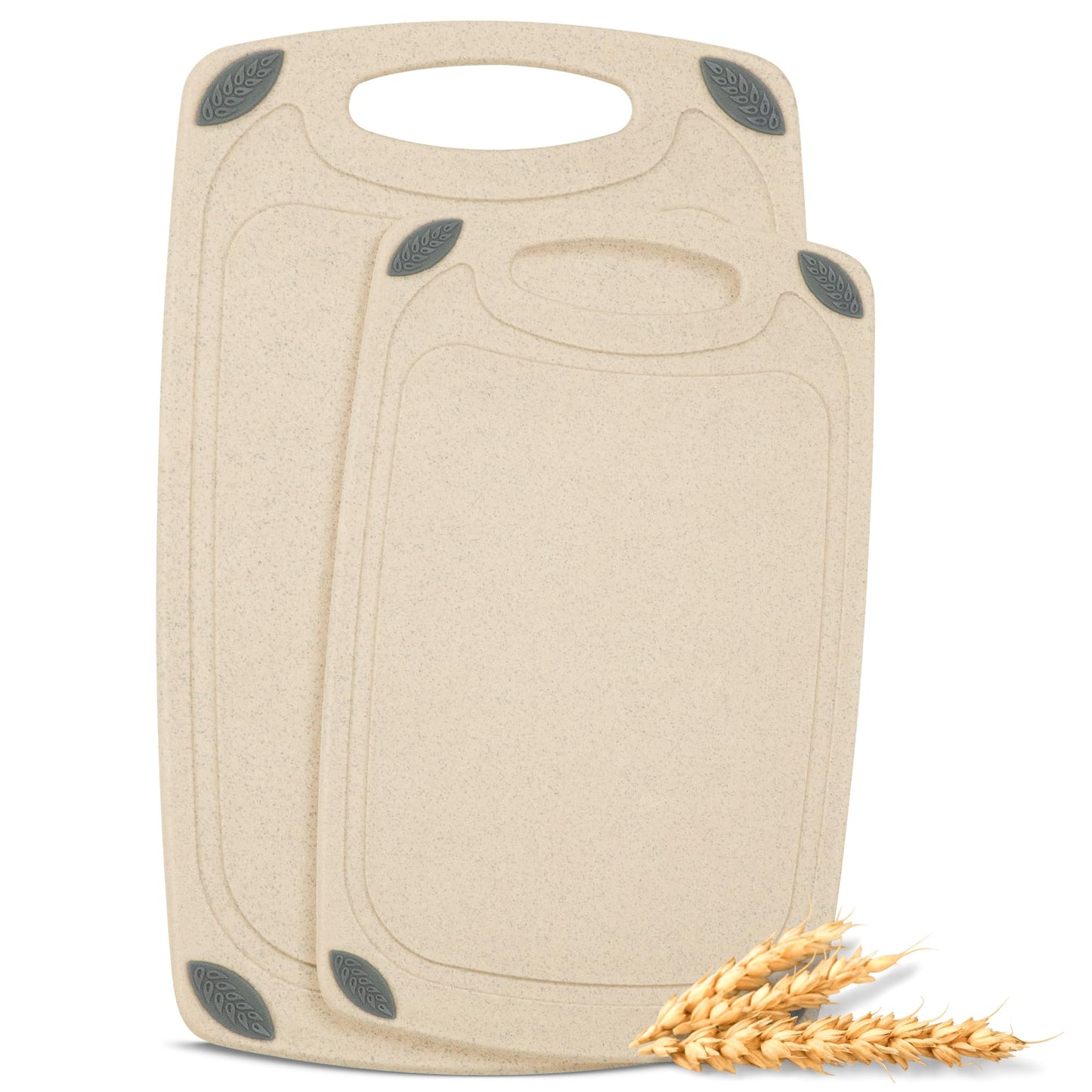 AXIOM CREATIONS 2-Piece Reversible Cutting Board Set Made from Natural Food Grade Wheat Straw Material - Eco-Conscious Alternative to Plastic - Gluten Free & BPA Free Chopping Boards for Kitchen